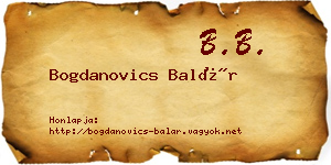 Bogdanovics Balár névjegykártya